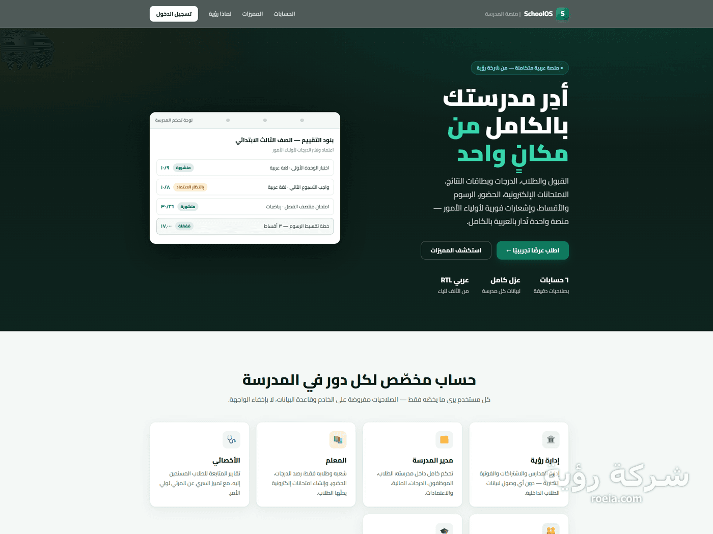 SchoolOS — تطوير نظام إدارة مدارس سحابي متكامل