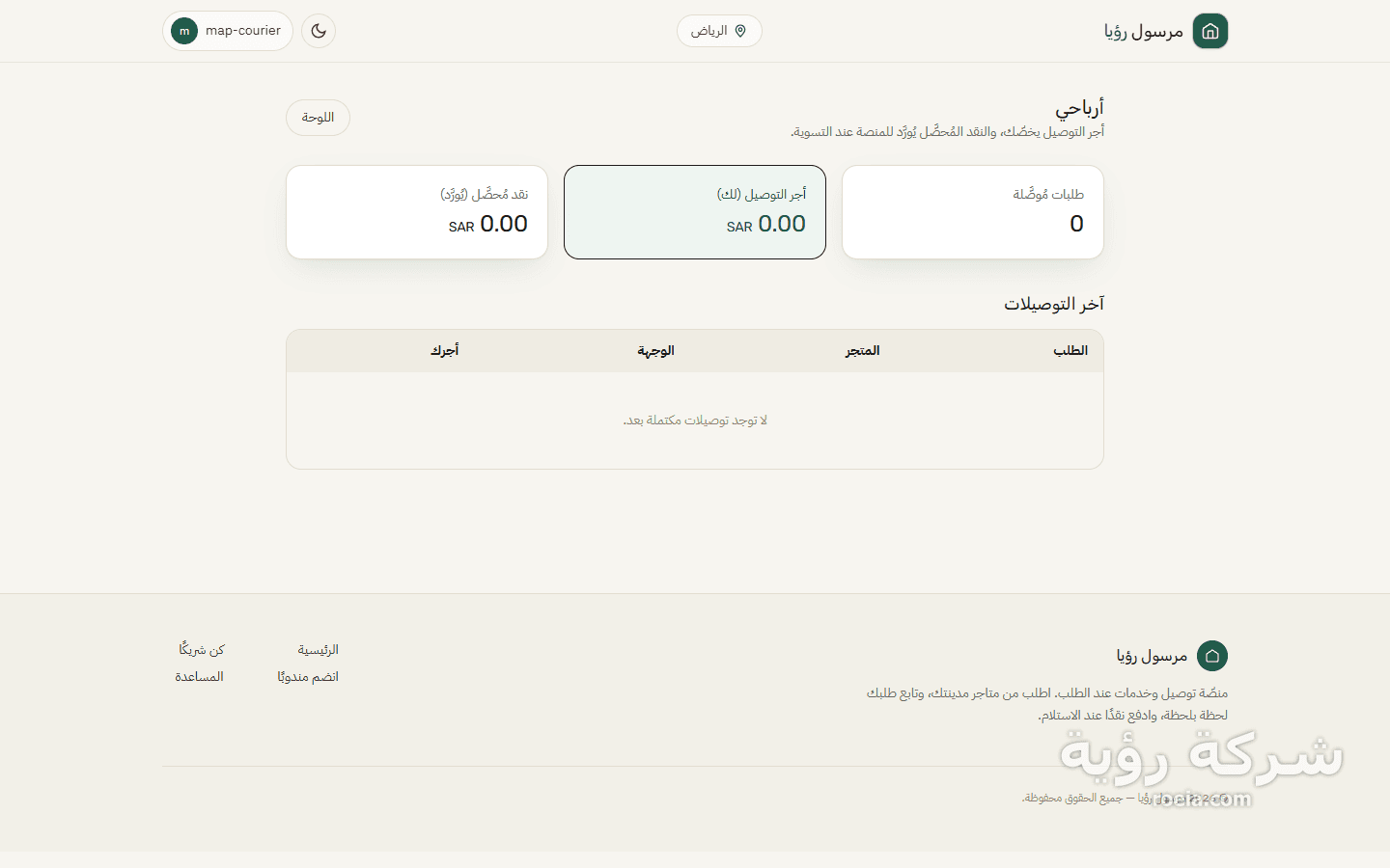 مرسول رؤيا — منصة طلب وتوصيل متعددة البوابات — لقطة 26