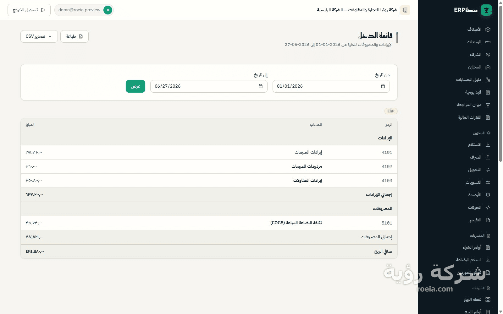رؤية ERP — معاينة 6