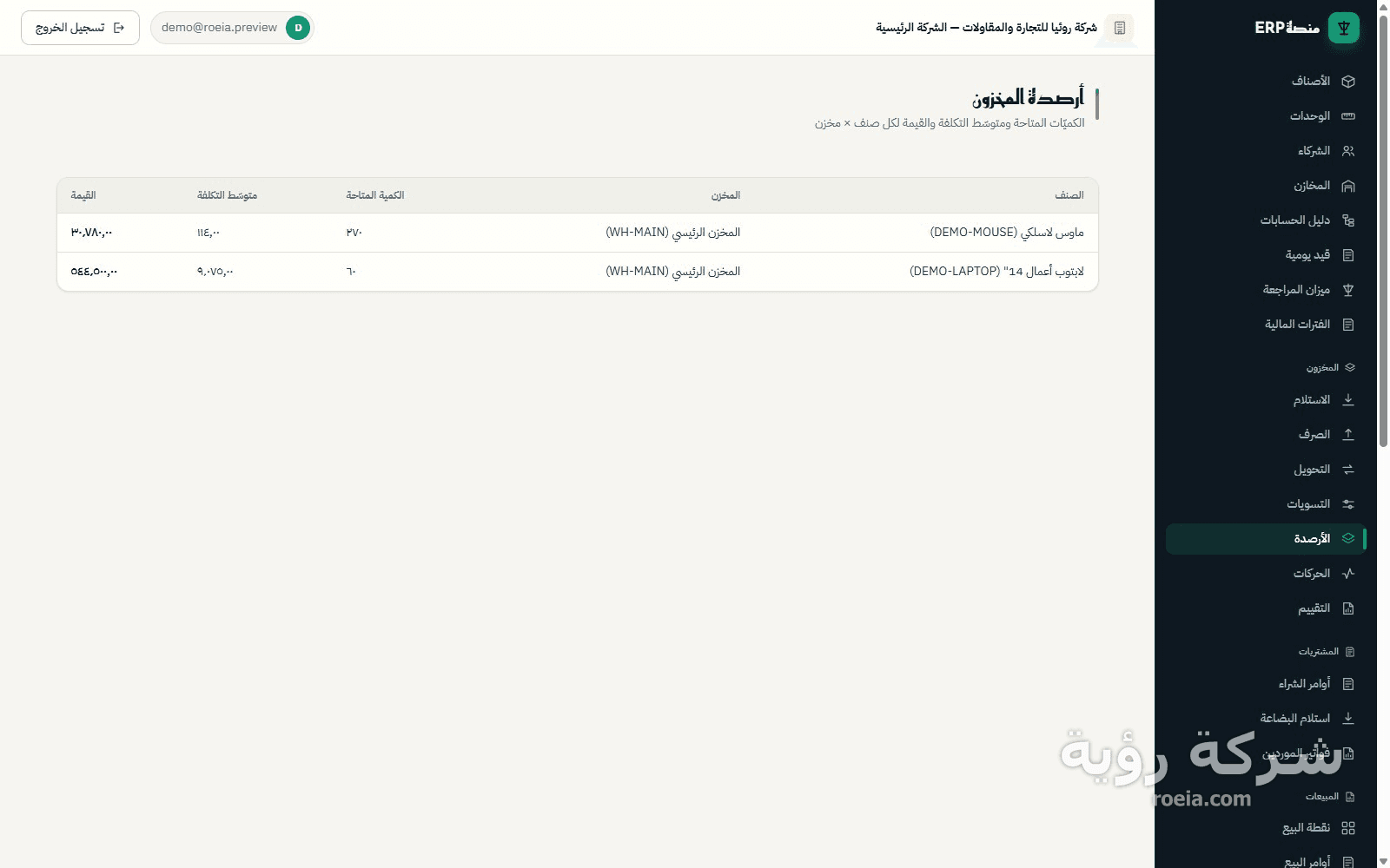 رؤية ERP — معاينة 9